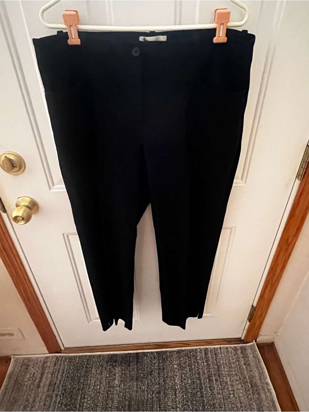 Talbots Black Stretch Ankle Pants Size 16 Button Hem Slim Work Pants